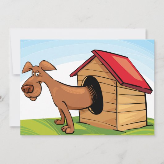 Hond in een hondenhok Uitnodigingen (Voorkant)
