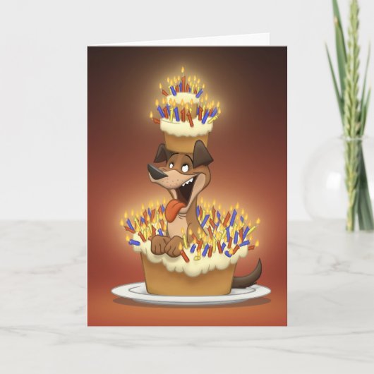 Hond in een Kaart Taart (Blanco Binnenkant) (Voorkant)