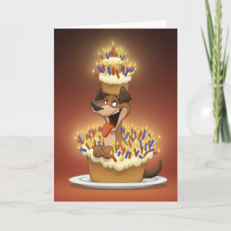 Hond in een Kaart Taart (Blanco Binnenkant)