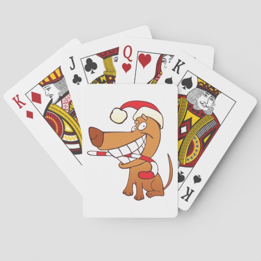Hond in een kerstmuts speelkaarten (Achterkant)
