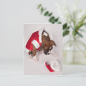 Hond in een kostuum van de Kerstman Feestdagenkaart (Staand voorkant)