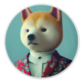 Hond in een pak keramische knop (Voorkant)