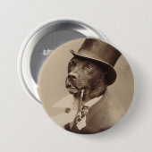 Hond in een pet ronde button 7,6 cm (Voorkant /achterkant)
