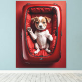 Hond in een pot canvas afdruk (Insitu (Houten vloer))