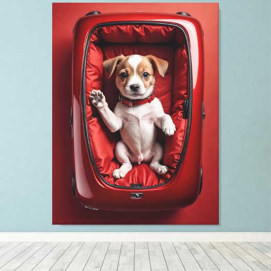 Hond in een pot canvas afdruk (Insitu (Houten vloer))