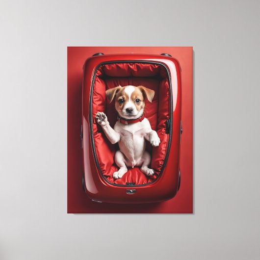 Hond in een pot canvas afdruk (Voorkant)