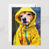 Hond in een schattige gele regenjas briefkaart (Voorkant / Achterkant)