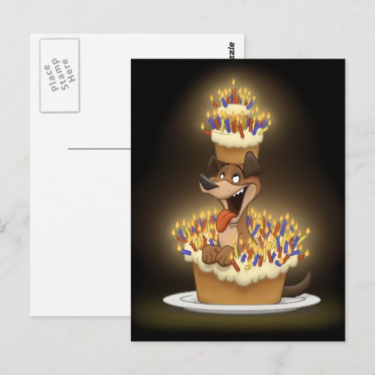 Hond in een taart Briefkaart (Voorkant / Achterkant)