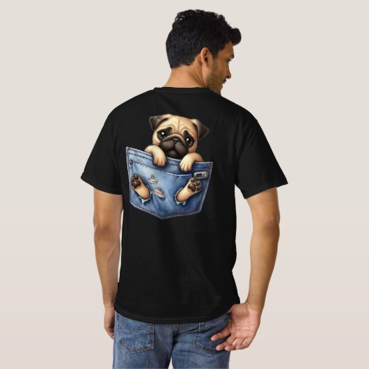 Hond in een zak stoppen t-shirt (Achterkant volledig)