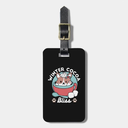 Hond in feestelijke Mok voor Holiday Vibes - Winte Bagagelabel (Voorkant verticaal)