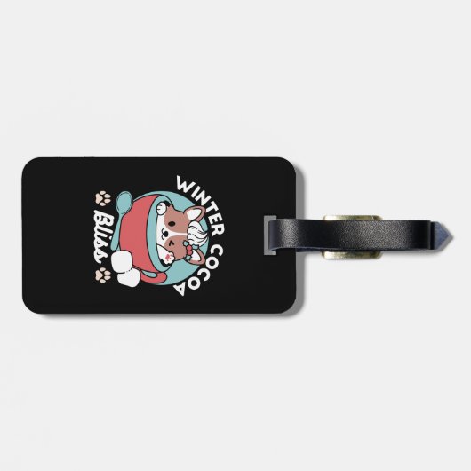 Hond in feestelijke Mok voor Holiday Vibes - Winte Bagagelabel (Achterkant horizontaal)