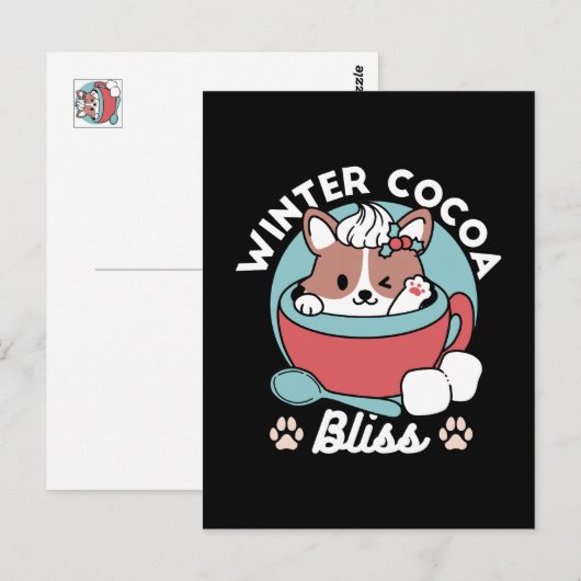 Hond in feestelijke Mok voor Holiday Vibes - Winte Briefkaart (Voorkant / Achterkant)