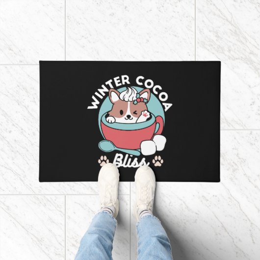 Hond in feestelijke Mok voor Holiday Vibes - Winte Deurmat (Binnen)