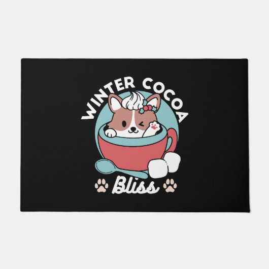 Hond in feestelijke Mok voor Holiday Vibes - Winte Deurmat (Voorkant)