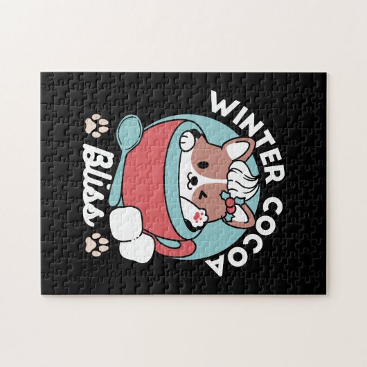 Hond in feestelijke Mok voor Holiday Vibes - Winte Legpuzzel (Horizontaal)