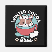 Hond in feestelijke Mok voor Holiday Vibes - Winte Magneet (Voorkant)