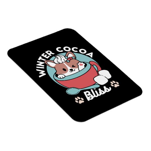 Hond in feestelijke Mok voor Holiday Vibes - Winte Magneet (Rechterzijde)