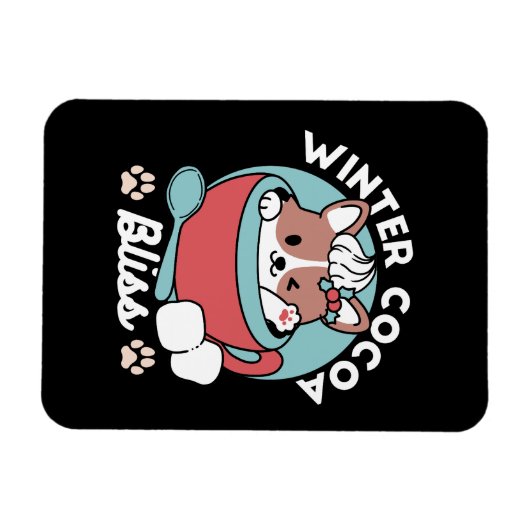 Hond in feestelijke Mok voor Holiday Vibes - Winte Magneet (Horizontaal)