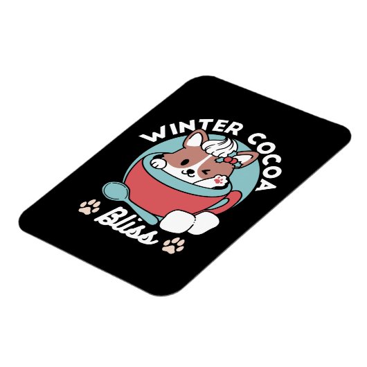 Hond in feestelijke Mok voor Holiday Vibes - Winte Magneet (Linkerzijde)