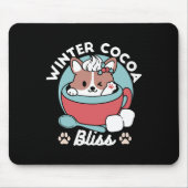 Hond in feestelijke Mok voor Holiday Vibes - Winte Muismat (Voorkant)