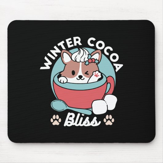 Hond in feestelijke Mok voor Holiday Vibes - Winte Muismat (Voorkant)