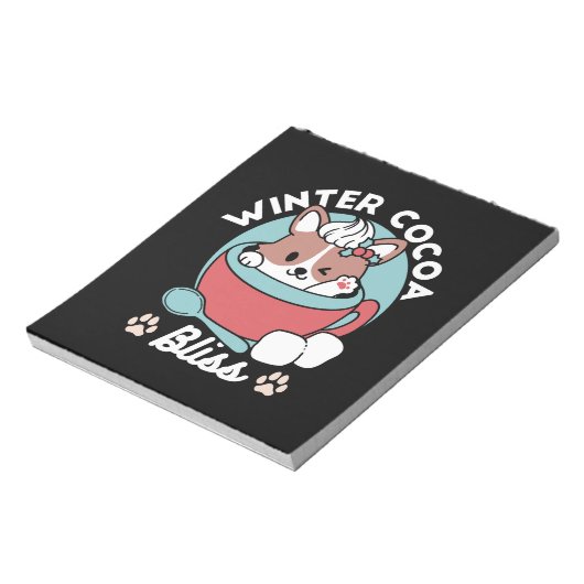 Hond in feestelijke Mok voor Holiday Vibes - Winte Notitieblok (Linkerzijde)