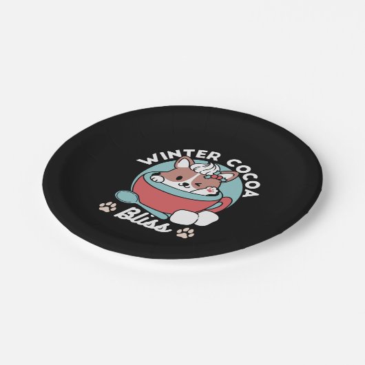 Hond in feestelijke Mok voor Holiday Vibes - Winte Papieren Bordje (Gekanteld)