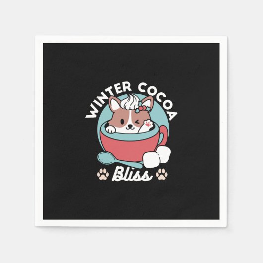 Hond in feestelijke Mok voor Holiday Vibes - Winte Servet (Voorkant)