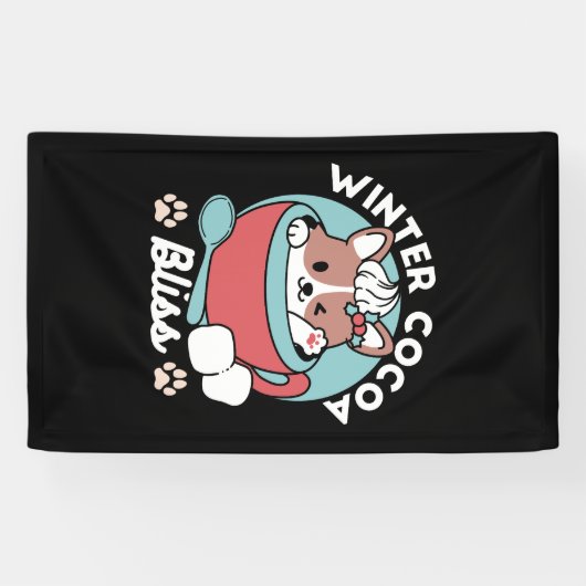 Hond in feestelijke Mok voor Holiday Vibes - Winte Spandoek (Horizontaal)