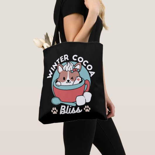 Hond in feestelijke Mok voor Holiday Vibes - Winte Tote Bag (Dichtbij)