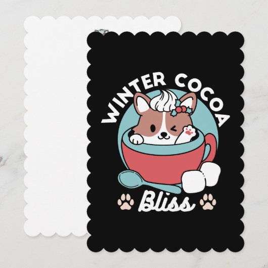 Hond in Festive Mok voor Vakantie Sfeer - Winter C Feestdagenkaart (Voorkant / Achterkant)