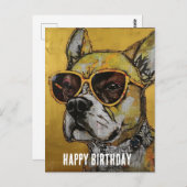 Hond in gele bril Mixed Media Verjaardag Collage Briefkaart (Voorkant / Achterkant)