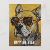 Hond in gele bril Mixed Media Verjaardag Collage Briefkaart (Voorkant)