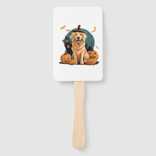 Hond in Halloween Grappig Handwaaier (Voorkant)
