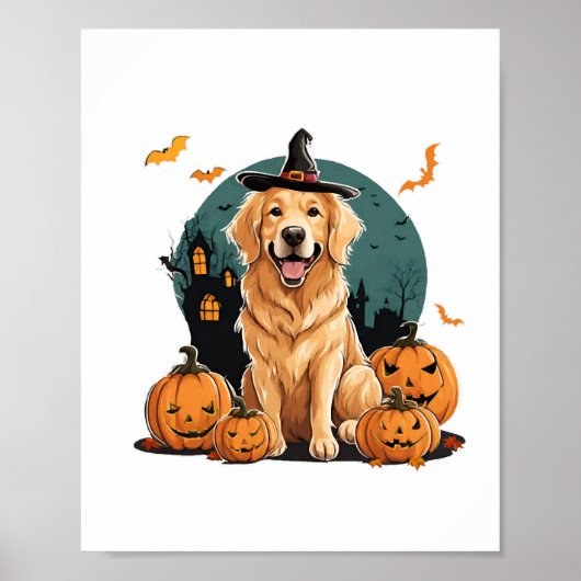 Hond in Halloween Grappig Poster (Voorkant)