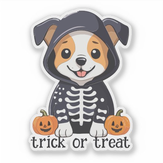 Hond in Halloween kostuum Sticker (Voorkant)