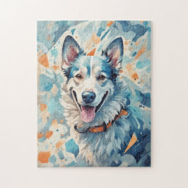 Hond in het blauw legpuzzel