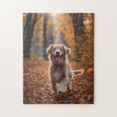 Hond in het bos legpuzzel (Verticaal)