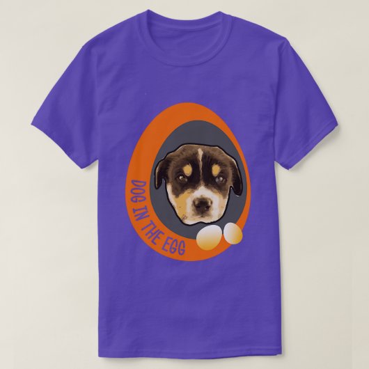 hond in het ei 130 t-shirt (Design voorkant)