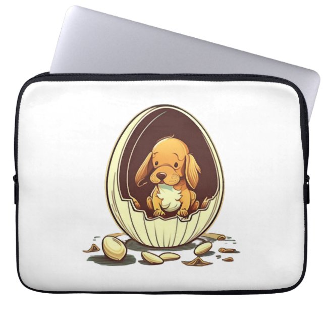 Hond in het ei. laptop sleeve (Voorkant)