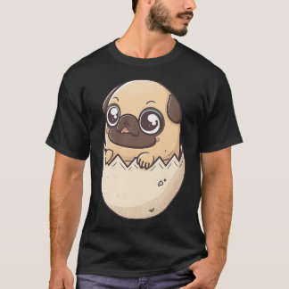 Hond in het ei, Schattige Pasen pugg, Kawaii hond, T-shirt