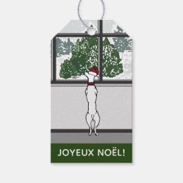 Hond in het Kerstvenster Cadeau Labels Cadeaulabel