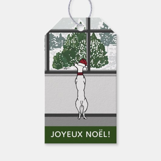Hond in het Kerstvenster Cadeau Labels Cadeaulabel (Voorkant)