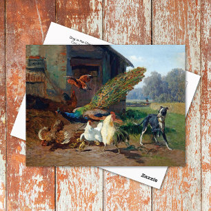 Hond in het kippenhok briefkaart