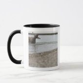 Hond in het meer van water schudden mok (Links)