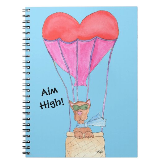 Hond in hete luchtballon notitieboek (Voorkant)