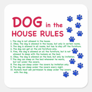 Hond in huis regels - regels om van te leven vierkante sticker