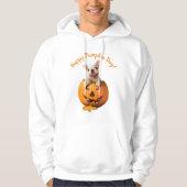 Hond in Jack-o-Lantern Hoodie (Voorkant)