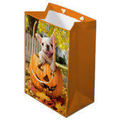 Hond in Jack-o-Lantern Medium Cadeauzakje (Voorkant Gekanteld)
