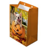Hond in Jack-o-Lantern Medium Cadeauzakje (Achterkant Gekanteld)